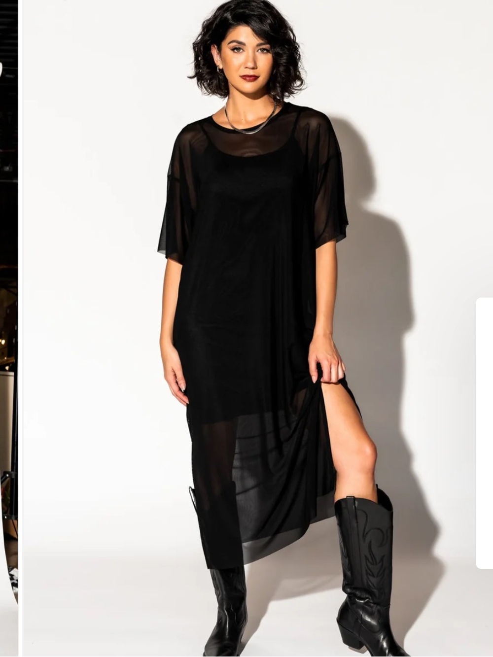 Lala Karma Oversized Black Sheer Mesh Midi Dress Cover-Up Size Medium NWOT - Picture 3 of 7